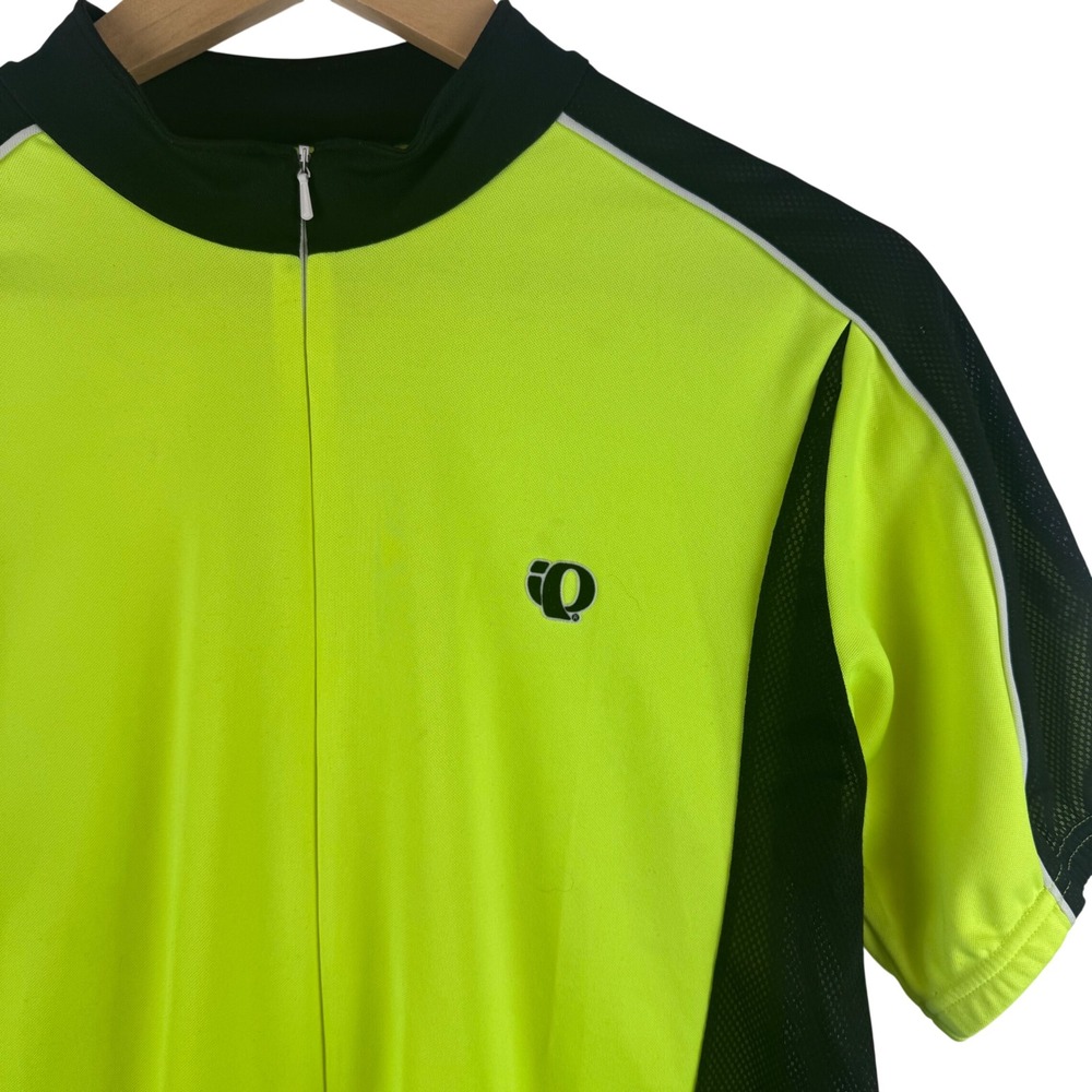Pearl Izumi Cycling Jersey Men Medium Neon Yellow Black Short Sleeve Zip 0616